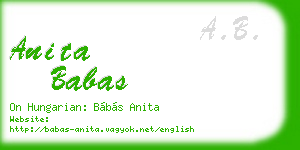 anita babas business card
